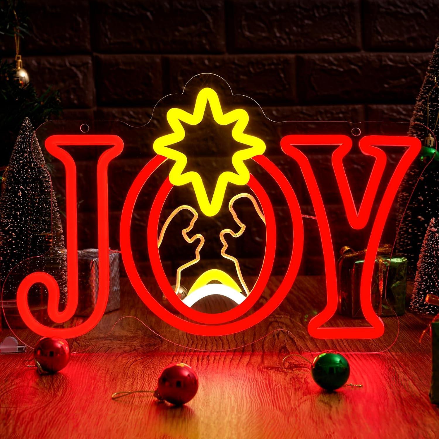 Lighting Christmas Decor - Joy Nativity Scene Neon Sign USB
