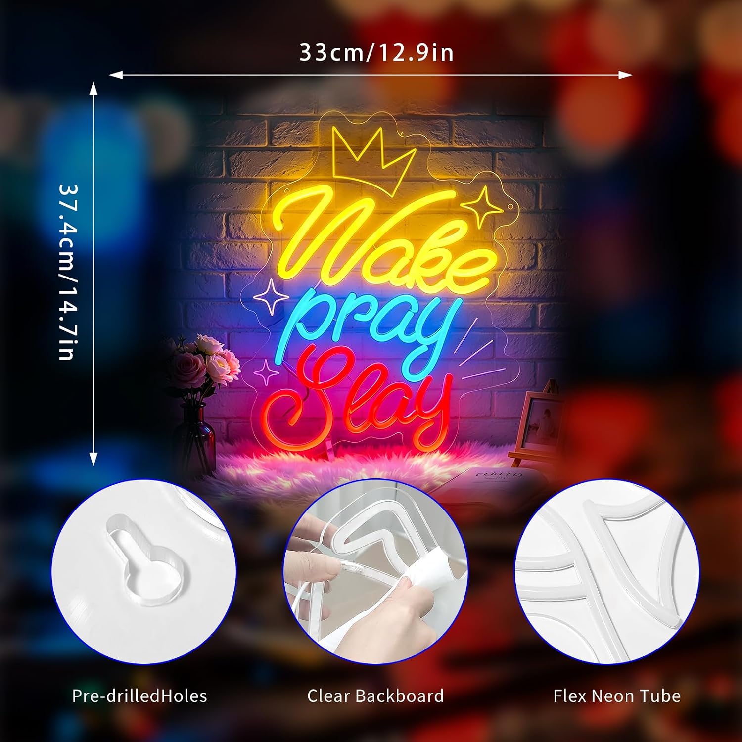 Wake Pray Slay LED Neon Sign U - огляд і ціна Lighting Christmas Decor