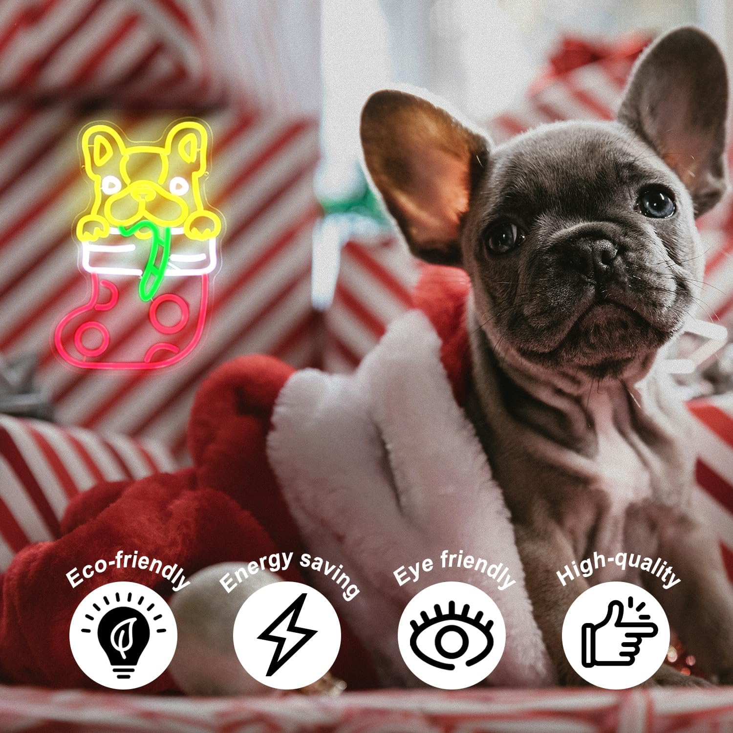 French Bulldog Christmas Stock - огляд і ціна Lighting Christmas Decor